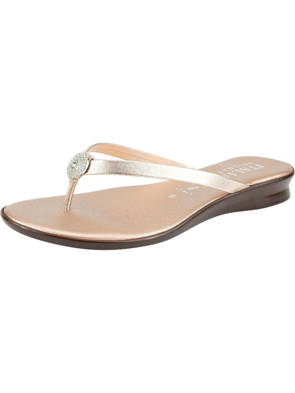 Women's Platinum Bethy Thin Strap Short Wedge Thong Ornamental Padded Flats